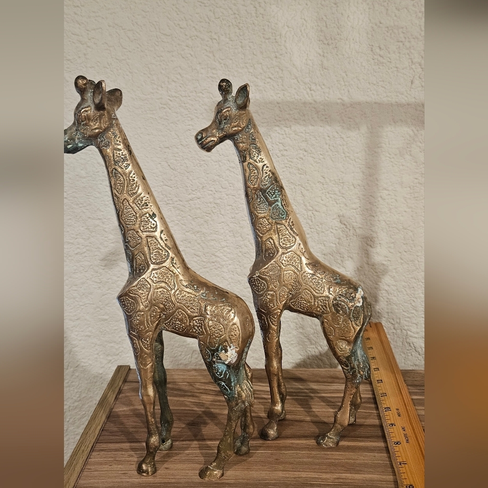 Vintage Tall Brass Giraffe Figurines